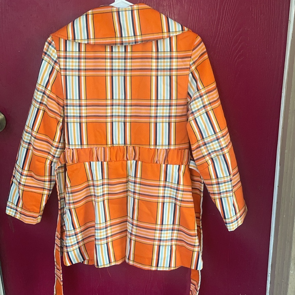 MARSIS California vintage 60’s orange blue plaid blazer jacket oversized collar - Picture 11 of 12